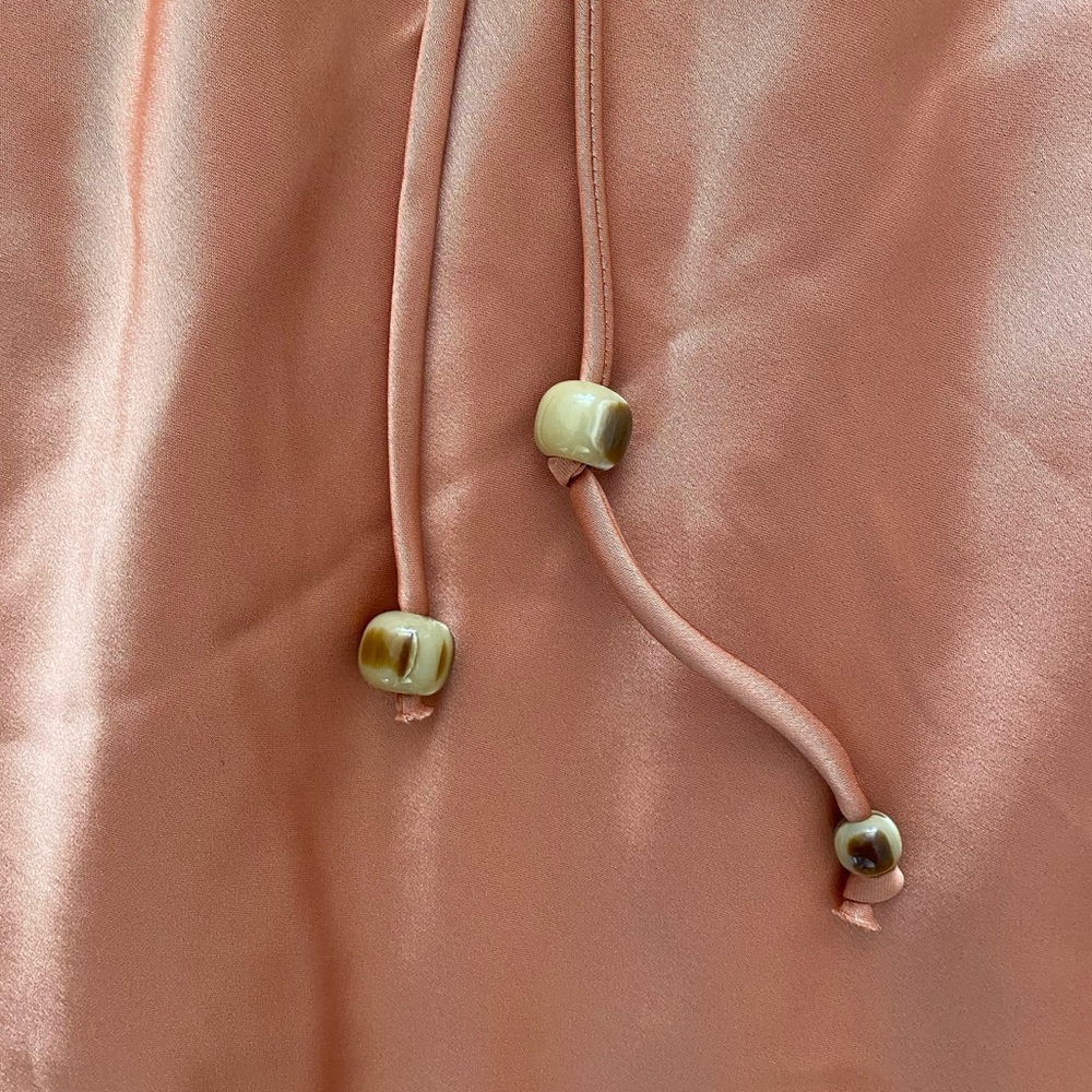 Nanushka Narita Belted Peach Apricot Satin Sleeveless High Neck Midi Dress - Picture 6 of 14